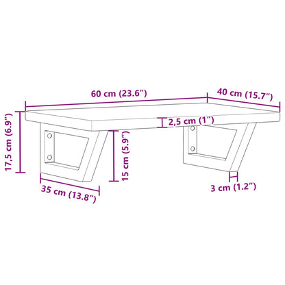 Basin Shelf Wall Mounted Steel and Solid Wood Oak