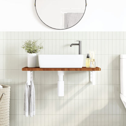 Basin Shelf Wall Mounted Steel and Solid Wood Oak