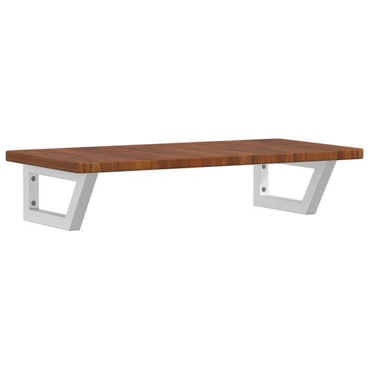 Basin Shelf Wall Mounted Steel and Solid Wood Oak