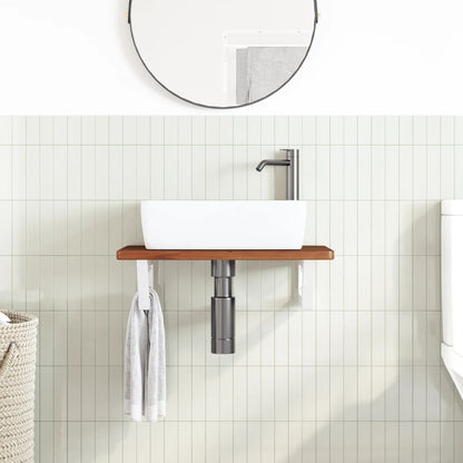 Basin Shelf Wall Mounted Steel and Solid Wood Oak