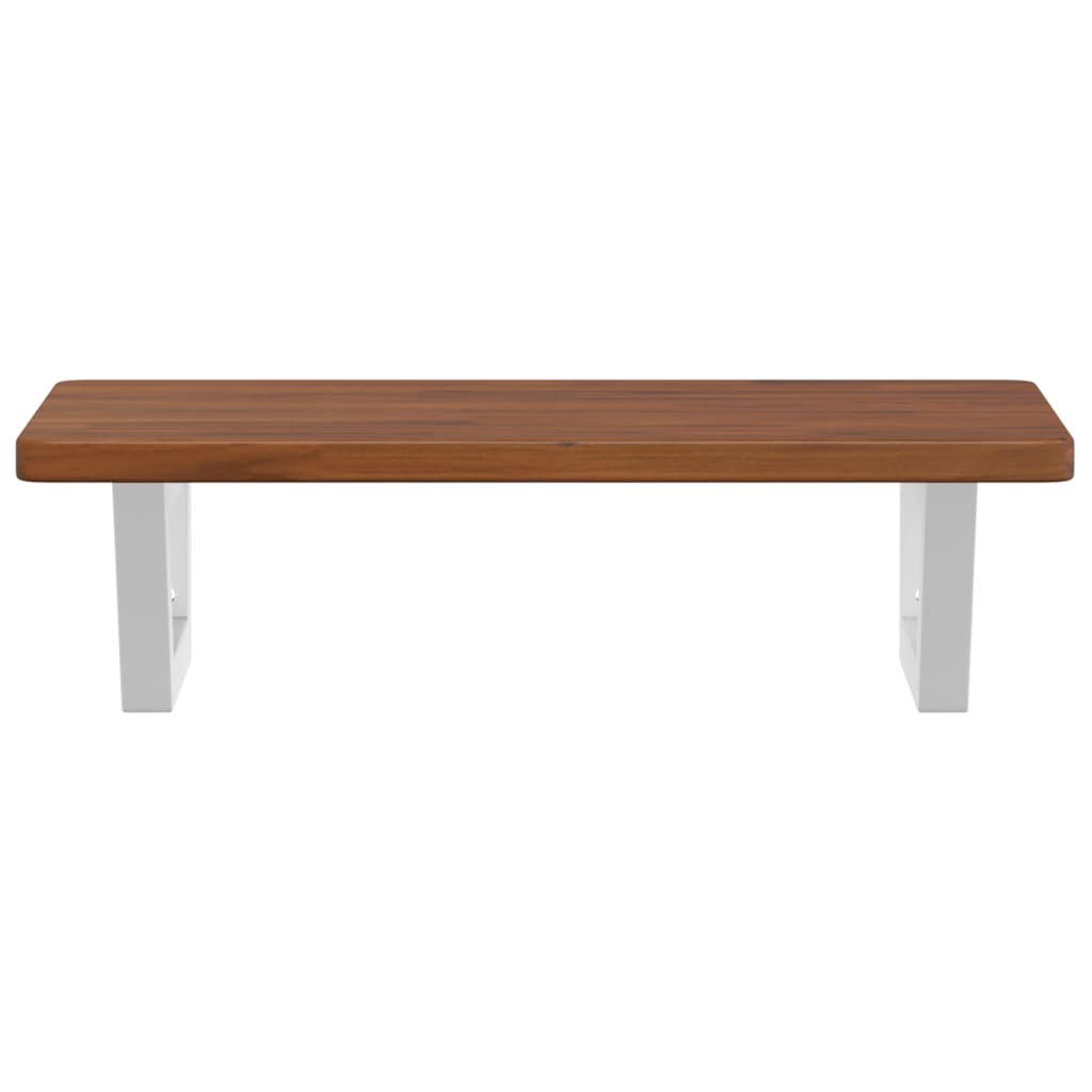 Basin Shelf Wall Mounted Steel and Solid Wood Oak