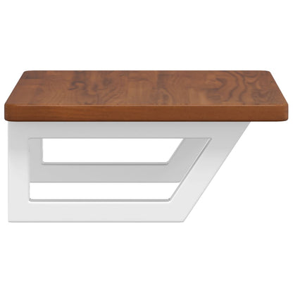 Basin Shelf Wall Mounted Steel and Solid Wood Oak