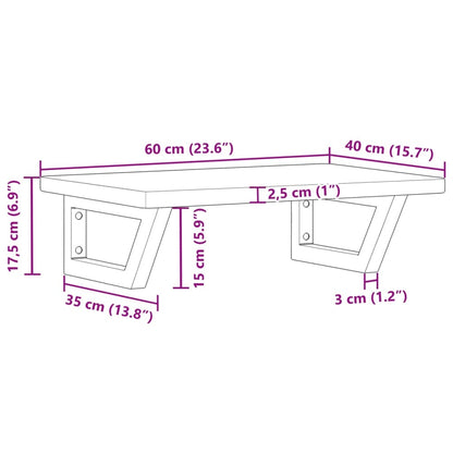 Basin Shelf Wall Mounted Steel and Solid Wood Oak