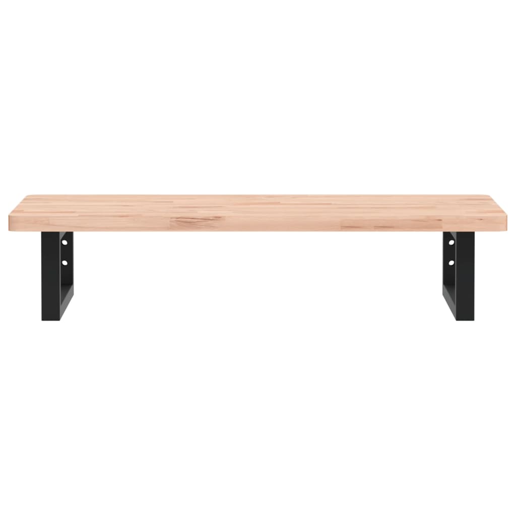 Basin Shelf Wall Mounted Steel and Solid Wood Beech