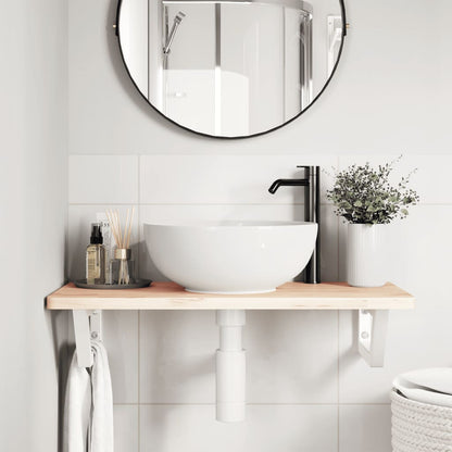 Basin Shelf Wall Mounted Steel and Solid Wood Beech