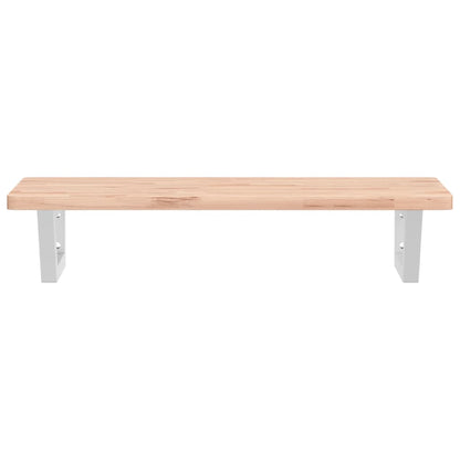 Basin Shelf Wall Mounted Steel and Solid Wood Beech