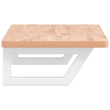 Basin Shelf Wall Mounted Steel and Solid Wood Beech