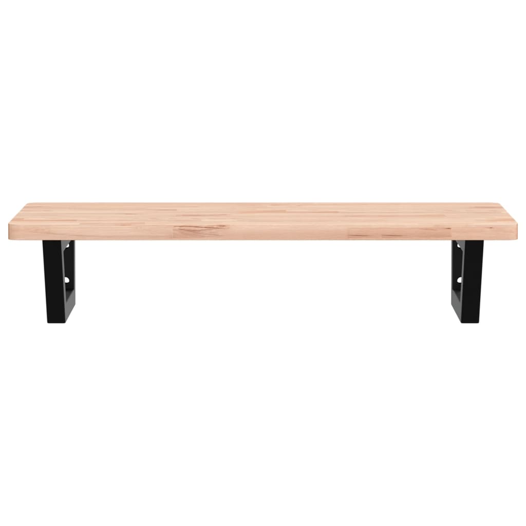 Basin Shelf Wall Mounted Steel and Solid Wood Beech