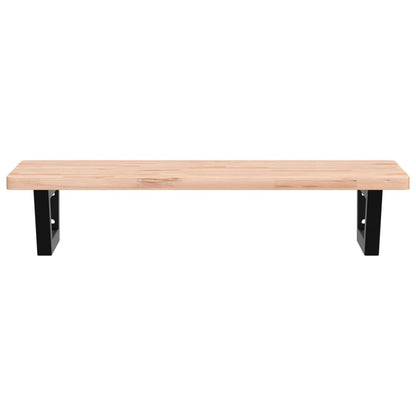 Basin Shelf Wall Mounted Steel and Solid Wood Beech