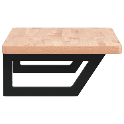 Basin Shelf Wall Mounted Steel and Solid Wood Beech