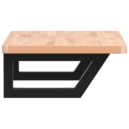 Basin Shelf Wall Mounted Steel and Solid Wood Beech