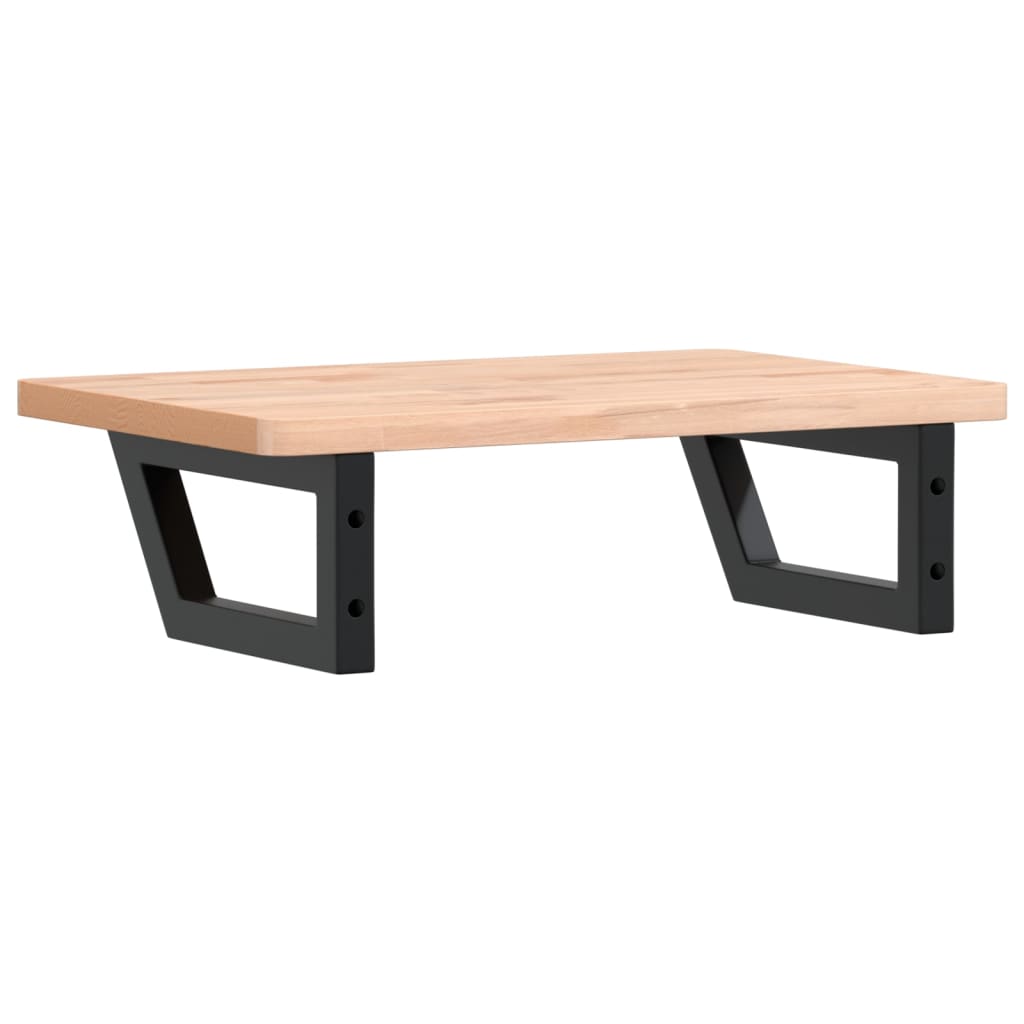 Basin Shelf Wall Mounted Steel and Solid Wood Beech