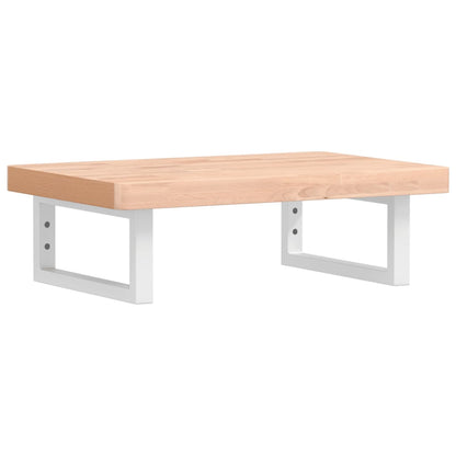 Basin Shelf Wall Mounted Steel and Solid Wood Beech