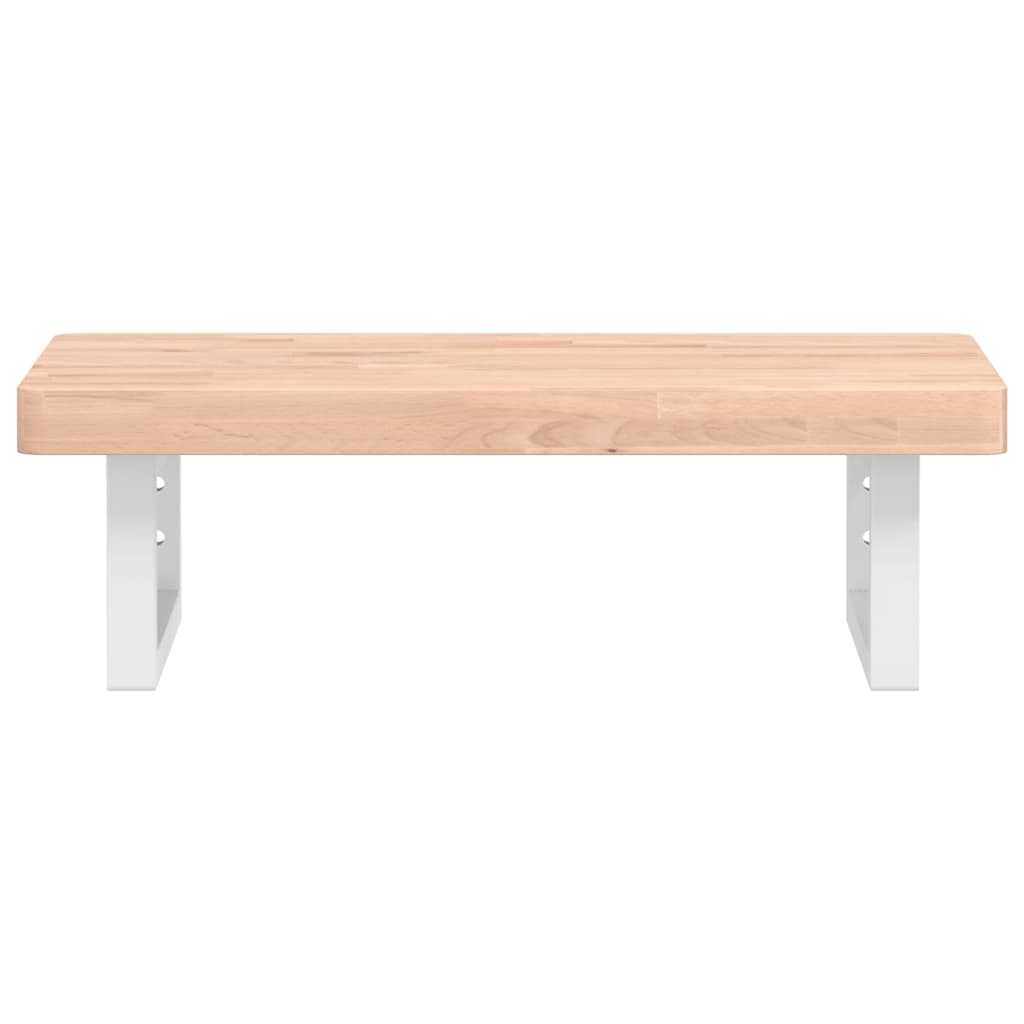 Basin Shelf Wall Mounted Steel and Solid Wood Beech