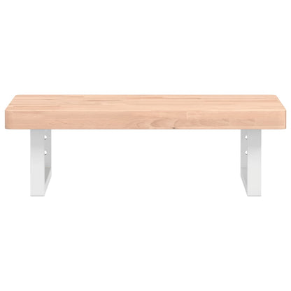 Basin Shelf Wall Mounted Steel and Solid Wood Beech