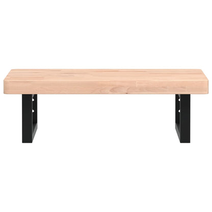 Basin Shelf Wall Mounted Steel and Solid Wood Beech