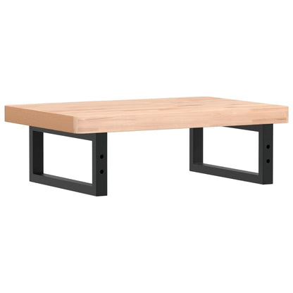 Basin Shelf Wall Mounted Steel and Solid Wood Beech