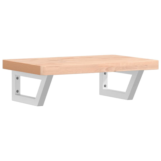 Basin Shelf Wall Mounted Steel and Solid Wood Beech