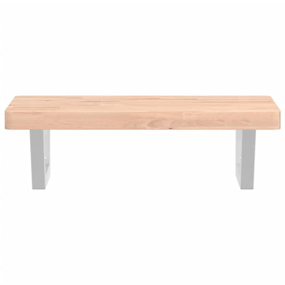 Basin Shelf Wall Mounted Steel and Solid Wood Beech