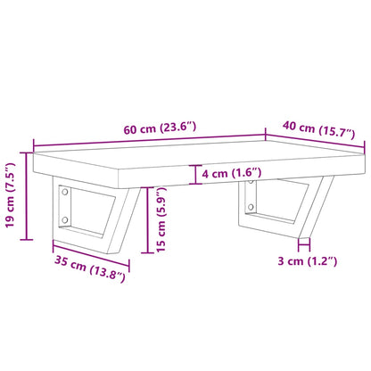 Basin Shelf Wall Mounted Steel and Solid Wood Beech