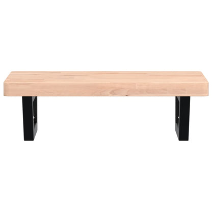 Basin Shelf Wall Mounted Steel and Solid Wood Beech