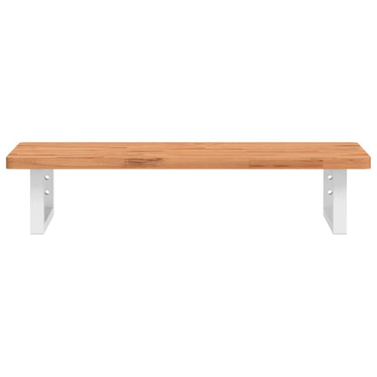 Basin Shelf Wall Mounted Steel and Solid Wood Beech