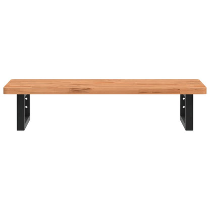 Basin Shelf Wall Mounted Steel and Solid Wood Beech
