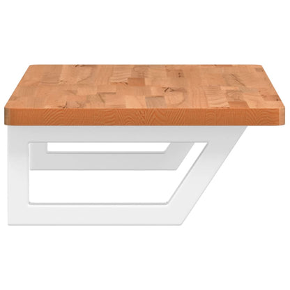Basin Shelf Wall Mounted Steel and Solid Wood Beech