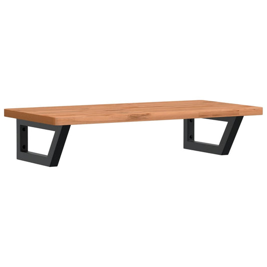 Basin Shelf Wall Mounted Steel and Solid Wood Beech