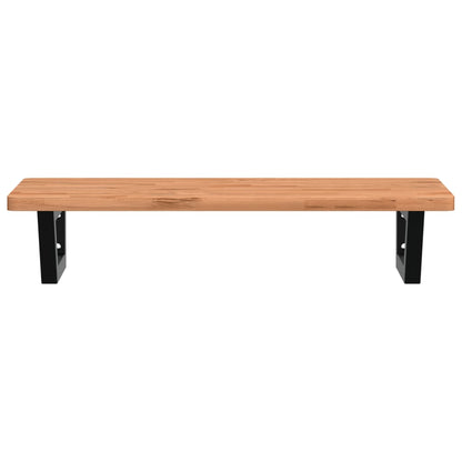 Basin Shelf Wall Mounted Steel and Solid Wood Beech