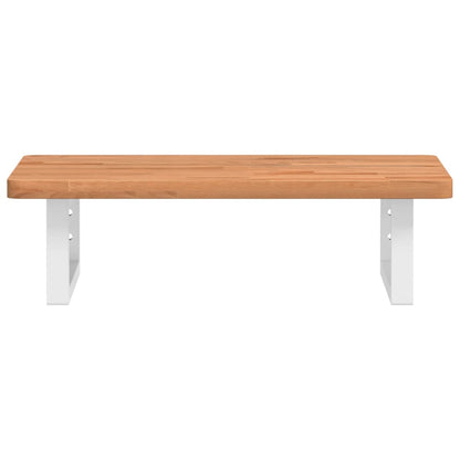 Basin Shelf Wall Mounted Steel and Solid Wood Beech