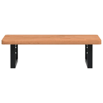 Basin Shelf Wall Mounted Steel and Solid Wood Beech