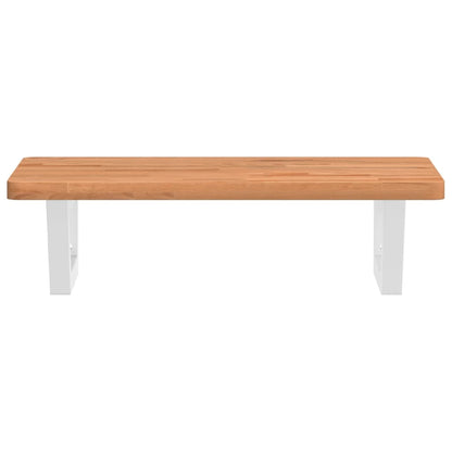 Basin Shelf Wall Mounted Steel and Solid Wood Beech