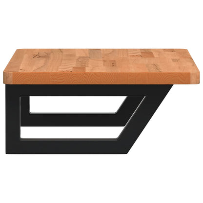 Basin Shelf Wall Mounted Steel and Solid Wood Beech