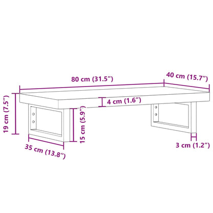 Basin Shelf Wall Mounted Steel and Solid Wood Beech