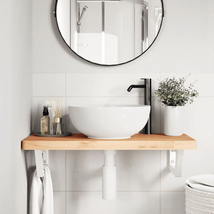 Basin Shelf Wall Mounted Steel and Solid Wood Beech