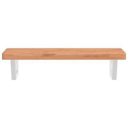 Basin Shelf Wall Mounted Steel and Solid Wood Beech