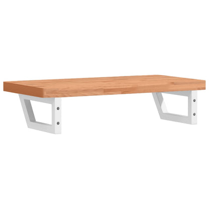 Basin Shelf Wall Mounted Steel and Solid Wood Beech