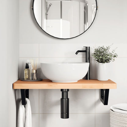 Basin Shelf Wall Mounted Steel and Solid Wood Beech
