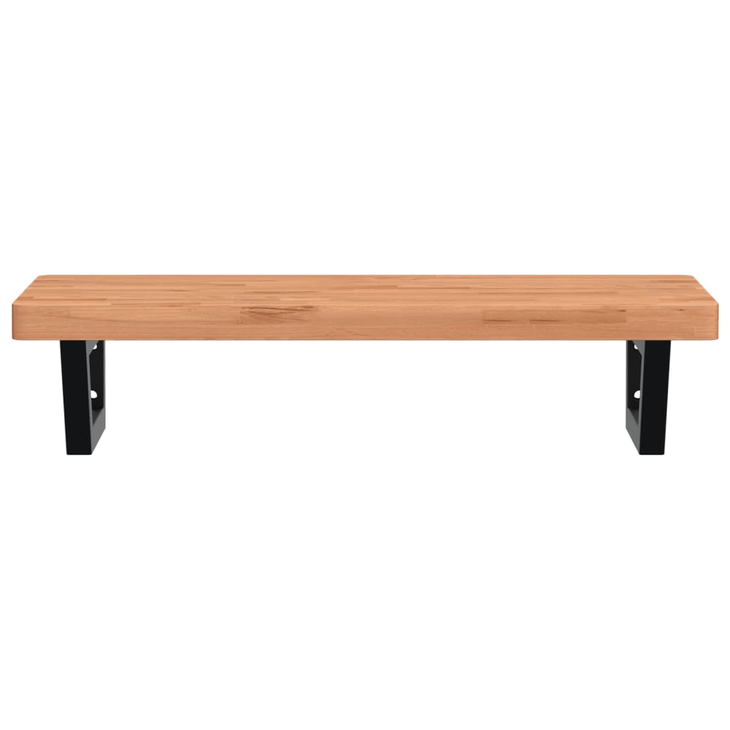 Basin Shelf Wall Mounted Steel and Solid Wood Beech