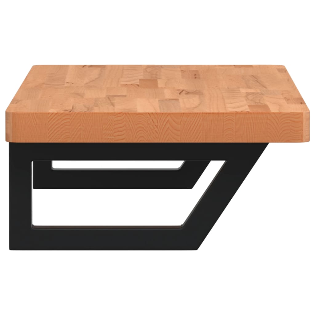 Basin Shelf Wall Mounted Steel and Solid Wood Beech