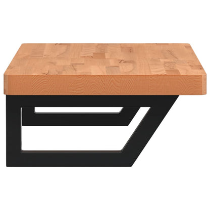 Basin Shelf Wall Mounted Steel and Solid Wood Beech