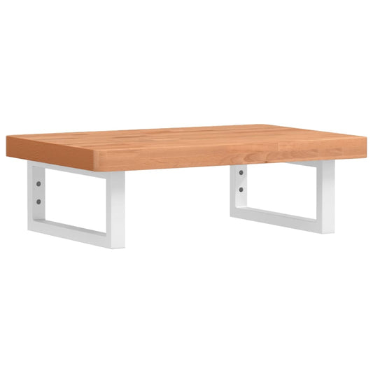 Basin Shelf Wall Mounted Steel and Solid Wood Beech