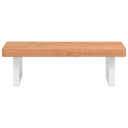 Basin Shelf Wall Mounted Steel and Solid Wood Beech