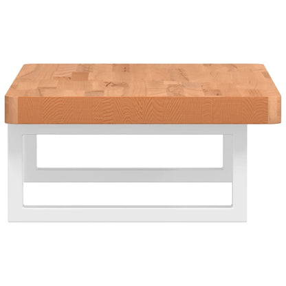 Basin Shelf Wall Mounted Steel and Solid Wood Beech