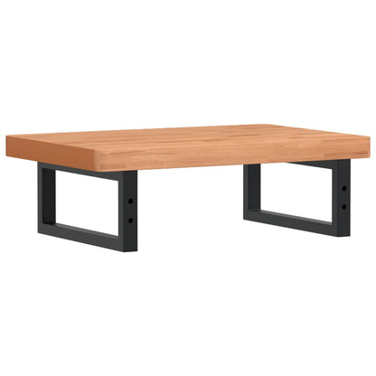 Basin Shelf Wall Mounted Steel and Solid Wood Beech