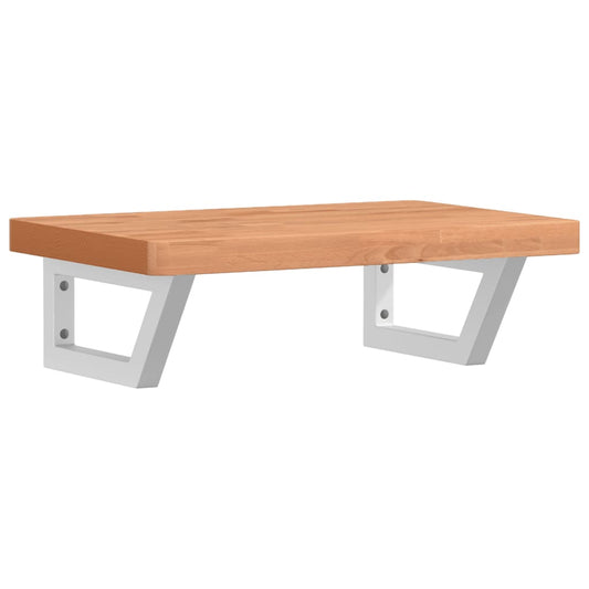 Basin Shelf Wall Mounted Steel and Solid Wood Beech
