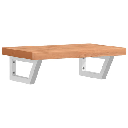 Basin Shelf Wall Mounted Steel and Solid Wood Beech