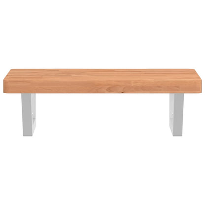 Basin Shelf Wall Mounted Steel and Solid Wood Beech
