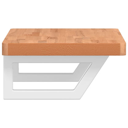Basin Shelf Wall Mounted Steel and Solid Wood Beech
